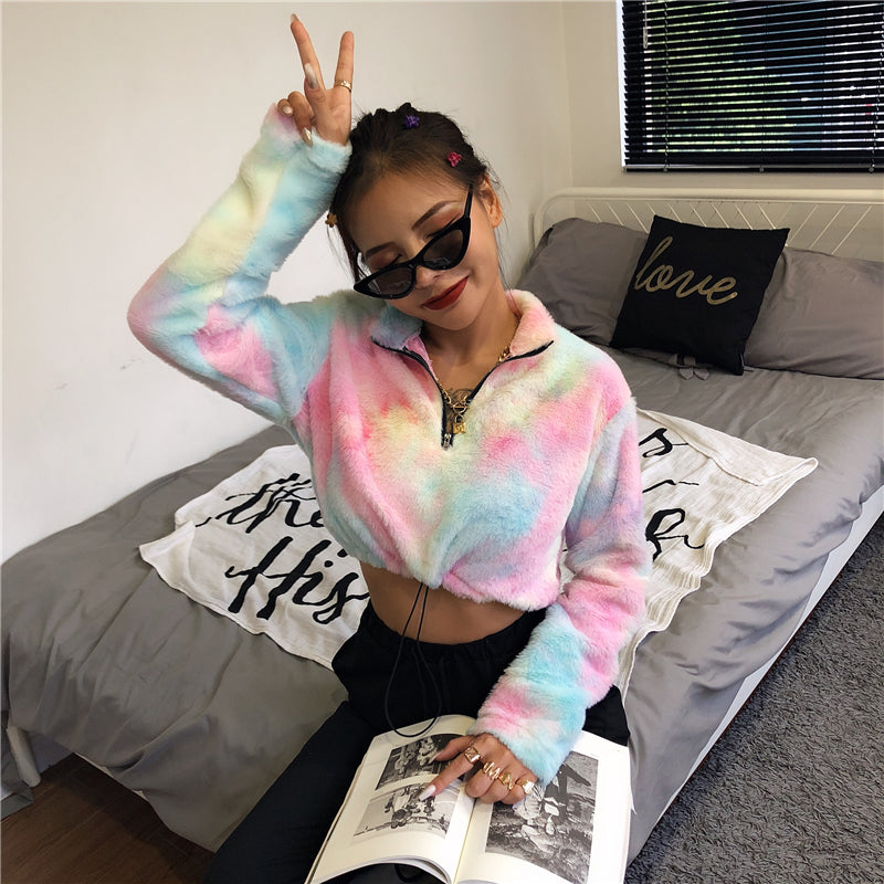 Women's Fleece Zip-Up Coat with Long Sleeves