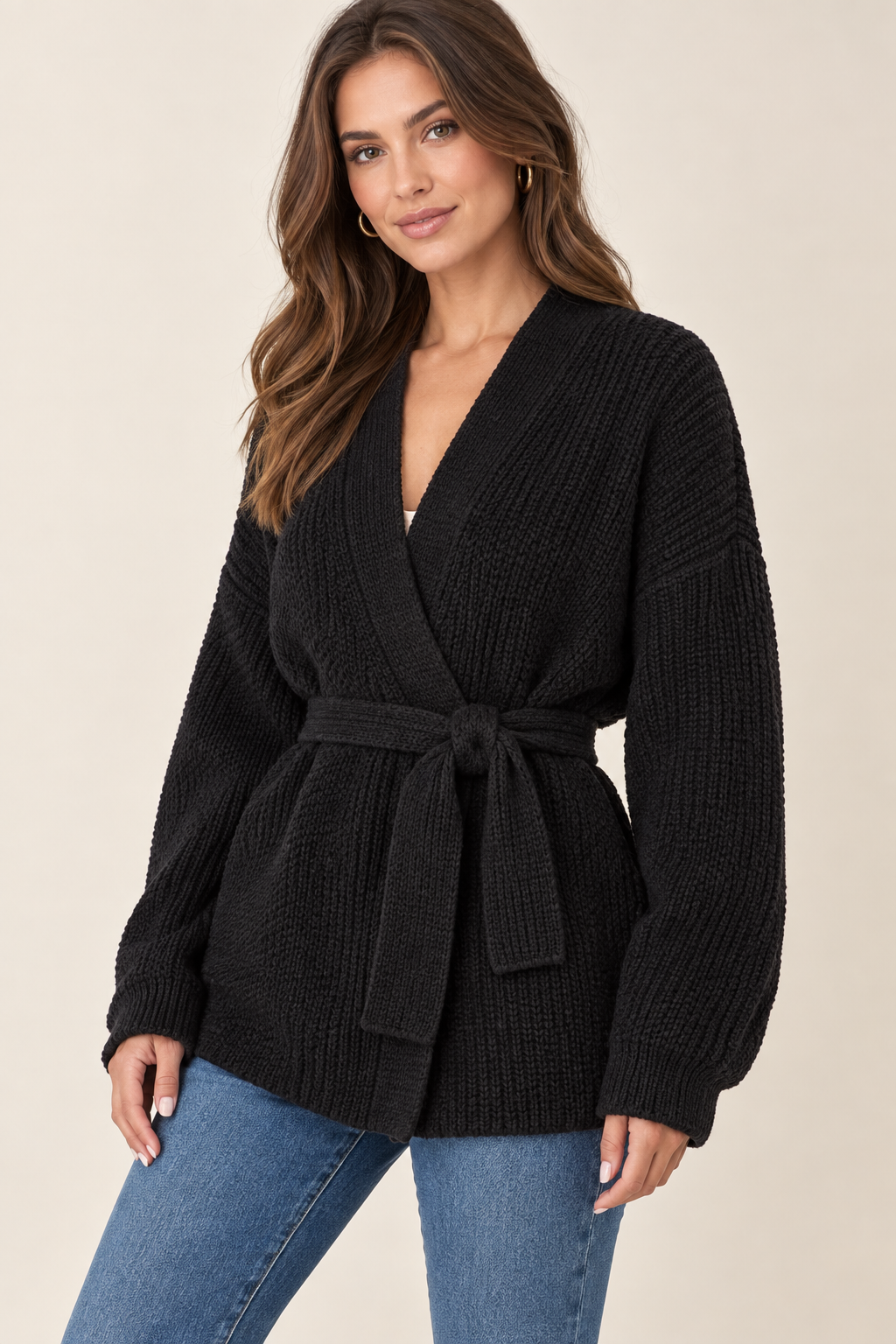 Women’s Belted Knit Cardigan | Long Sleeve Wrap Sweater