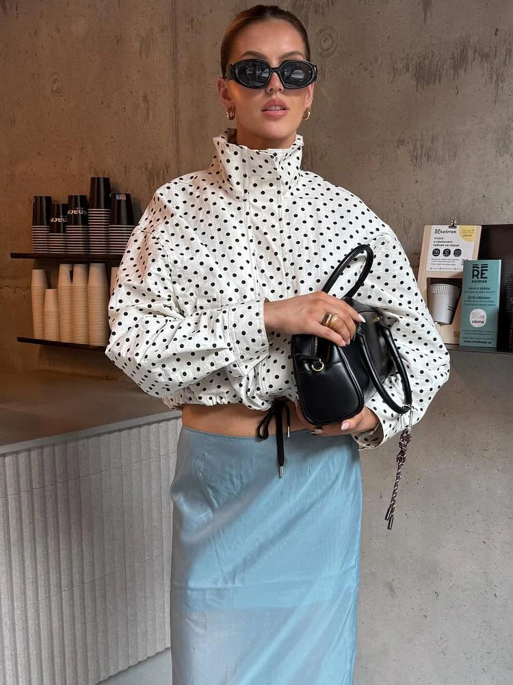 Polka Dot Zip Jacket