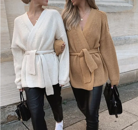 Women’s Belted Knit Cardigan | Long Sleeve Wrap Sweater